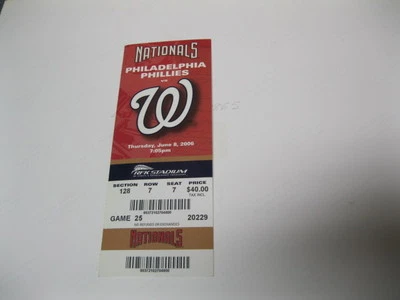 June 8, 2006 Phillies vs Nationals Ticket - Image 1 of 2