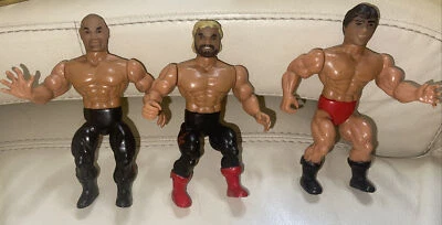 "Estatuillas de lucha libre Remco AWA Wrestler 1985 WCW WWF juguetes de 6"" lote de 3 de goma de colección" Foto 1 de 4