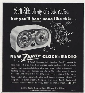 1951 Zenith Clock Radio: Youll Hear None Like This Vintage Print Ad - Picture 1 of 1