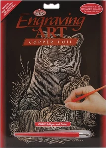 Royal & Langnickel (R) Kupferfolie Gravur Kunst Kit 8"X10" - Tiger & Jungtiere - Bild 1 von 1