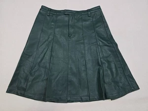 We The Free People minigonna verde ecopelle plissettata taglia 0 vegan - Foto 1 di 4