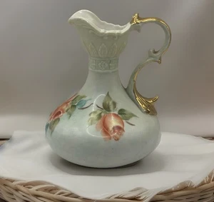 Vintage 1968 Signed Hand Painted Porcelain Pitcher, Vase Cottage Granny Core - Picture 1 of 11