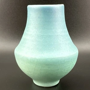 Vintage Van Briggle 3" Signed Toothpick Holder Pottery Bud Vase Turquoise Blue - Picture 1 of 24
