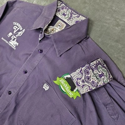 Camisa Cinch Western Para Hombres Extra Grande Púrpura Cachemira Vaquero Profesional Rodeo Bordada Foto 1 de 4