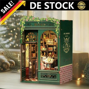 NEU Book Nook Buchstütze DIY Puppenhäuser Miniatur 3D Haus mit Möbeln und LED - Bild 1 von 17