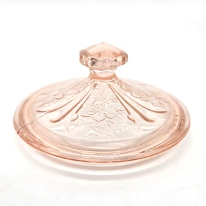 Jeannette Glass Pink Depression Cherry Blossom Sugar Bowl Lid REPLACEMENT 3.5" - Picture 1 of 4