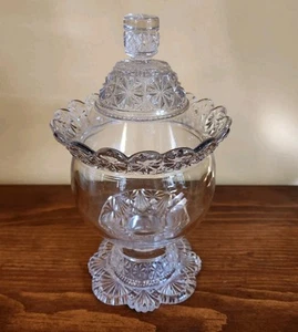 EAPG Belmont Glass Works With Lid Candy Dish Globe Star Pattern - Picture 1 of 3
