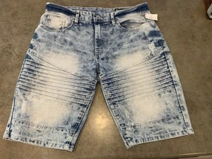 Southpole Mens Distressed Marbled Denim Jean Shorts Size 30 Slim NWT - Picture 1 of 11