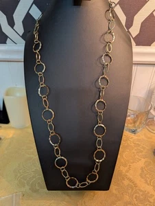 Long Claire's Silver Tone Circles Links Necklace - Picture 1 of 3