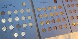 Lot 36 Canadian Dimes 1937-1962 Silver George IV Elizabeth II - Picture 1 of 18