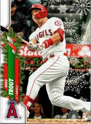 Topps Holiday 2020 raro impresión corta variaciones Mike Trout #HW123 cinturón de Santa Foto 1 de 2