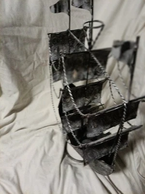 Figura de barco de hojalata de metal vintage velero barco de mar decoración náutica Noruega Foto 1 de 4