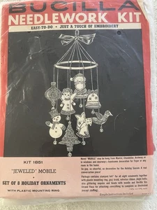 Vintage Rare Bucilla Christmas Needlework Felt&Sequin Holiday Ornament Mobile - Picture 1 of 5