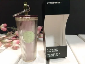 Starbucks 2025 Cold Cup Key Chain Siren Logo Bright Lime Green Pleated Dist Box - Picture 1 of 4