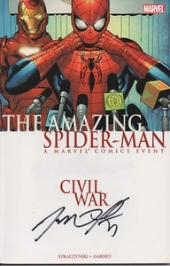 AMAZING SPIDERMAN CIVIL WAR Graphic Novel Signed By J. MICHAEL STRACZYNSKI COA - Picture 1 of 2