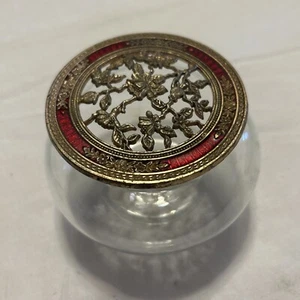Vintage Potpourri Glass Jar With Cast Iron Pewter Lid - Picture 1 of 6