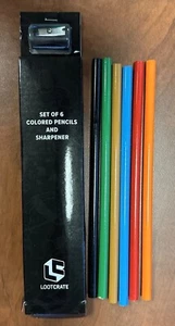 Loot Crate Colored Pencils (6) Set With Sharper- New - Picture 1 of 2