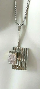 Silver pendant with silver chain ° 800 // 835 ° amethyst ° modernist ° - Picture 1 of 12
