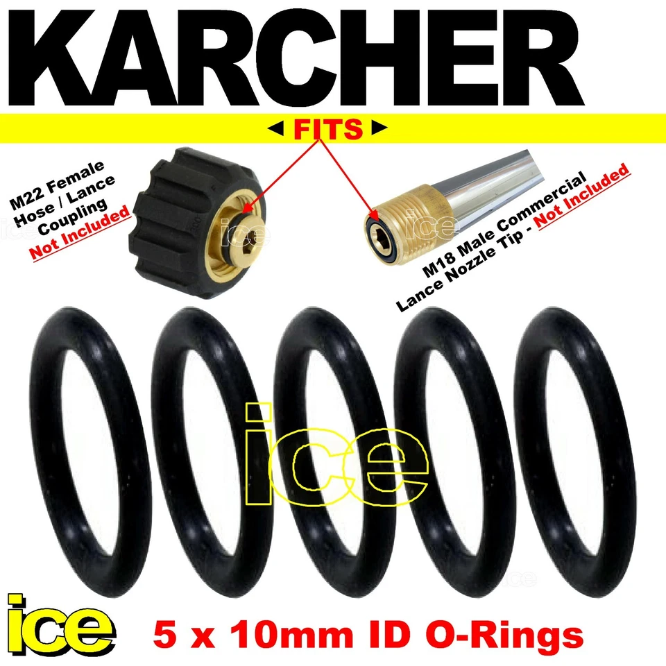 KARCHERFIT Spare O-Rings x 5 for Hose, Gun, Lance & Nozzle to suit Karcher Commercial HDS