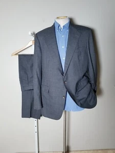 Vintage Polo Ralph Lauren Gray Flannel Full Canvas Suit 44L Jacket Pants 37 X 32 - Picture 1 of 9