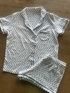 Roller Rabbit Pajama PJ Set~Short Sleeve Blue Hearts~Cotton~Shorts Shirt~Med~EUC - Picture 1 of 8