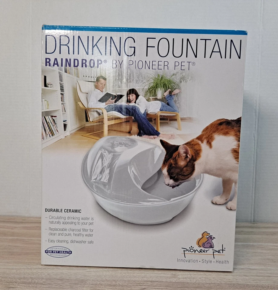 Raindrop Fountain Pet Drinking Fountains 60 oz. White Ceramic - Image 1 of 4
