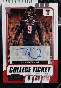 2021 Panini Contenders RC #243 T.J Vasher Autograph College Ticket Football Card - Picture 1 of 2
