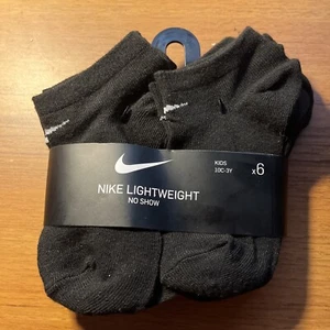 Nike Lightweight No Show Socks 6 Pairs Kids Black White 10C-3Y - Picture 1 of 1