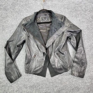 Bod & Christensen Genuine Leather Open Front Moto Jacket Black Biker Soft Large - Picture 1 of 17