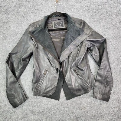 Bod & Christensen Genuine Leather Open Front Moto Jacket Black Biker Soft Large - Image 1 of 4