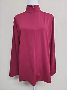 NWT FASHION NOVA Women's Blouse Long Sleeve High Neck Burgundy Color.Size L - Picture 1 of 15