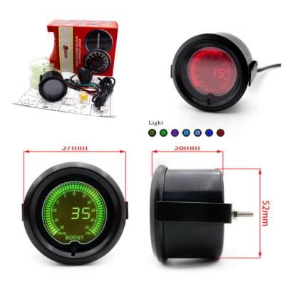 35 PSI Boost Gauge 7 Colors Digital LED Indicator Light Sensor for 12V Auto Car - Image 1 of 4