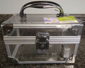 CABOODLES Clear Box Small Cosmetic TRAIN CASE Style Silver Handle 7x5x4.5