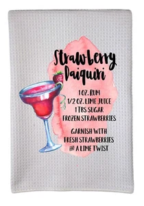 Strawberry Daiquiri Recipe Alcohol Drinks 16"x24" Waffle Towel Trifold wwt-013 - Picture 1 of 1