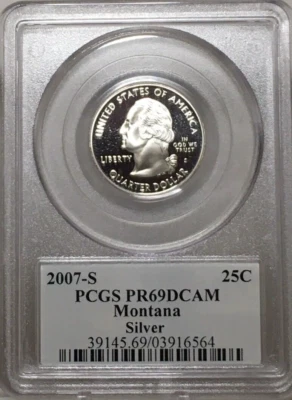 2007-S Montana Silver  Proof  State Quarter PCGS PR69DCAM  Flag holder  #6564 - Image 1 of 2