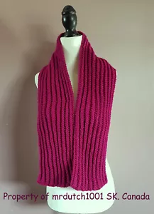 HandKnit 50 inch Wine Color Scarf in Rib Stitch - Picture 1 of 3