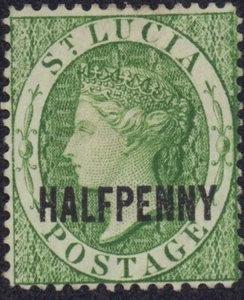 SANTA LUCIA 1881 SC# 15 1/2 PENNY VERDE MENTA MH - Foto 1 di 2