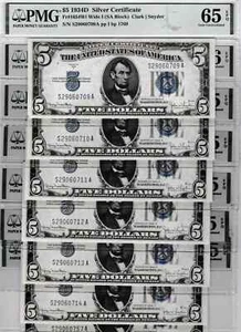 $5 1934 SILVER CERTIFICATE BANKNOTE ""Price for one note"" - Picture 1 of 3