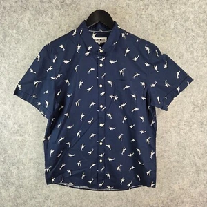 Jeanswest Shirt Mens Large Blue Button Up Short Sleeve Shark NEW 11739 - Bild 1 von 13