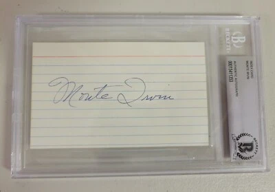 Monte Irvin Signed 3x5 Index Card Beckett Encapsulated NY Giants Baseball MLB - Image 1 of 3