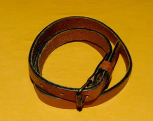 WOMEN'S DIVIDED MADE IN SWEDEN LIGHT BROWN GENUINE LEATHER SLIM BELT SIZE 36-37" - Picture 1 of 6