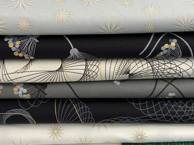 Zen Chic for Moda Shimmer Cotton Fabric by 1/4 Metre* Stars Swirls Seed Pods - Image 1 of 4