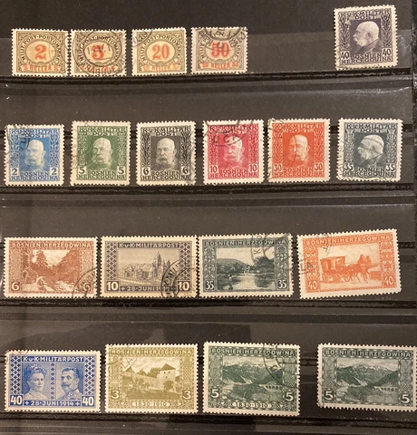 Bosnia Herzegovina Lot of 19 Different Stamps, Mostly 1910s, Used Cover