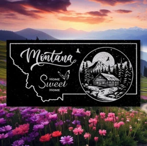 State of Montana - Laser Engraved - Black Granite Plaque - Cabin 1 - Picture 1 of 13
