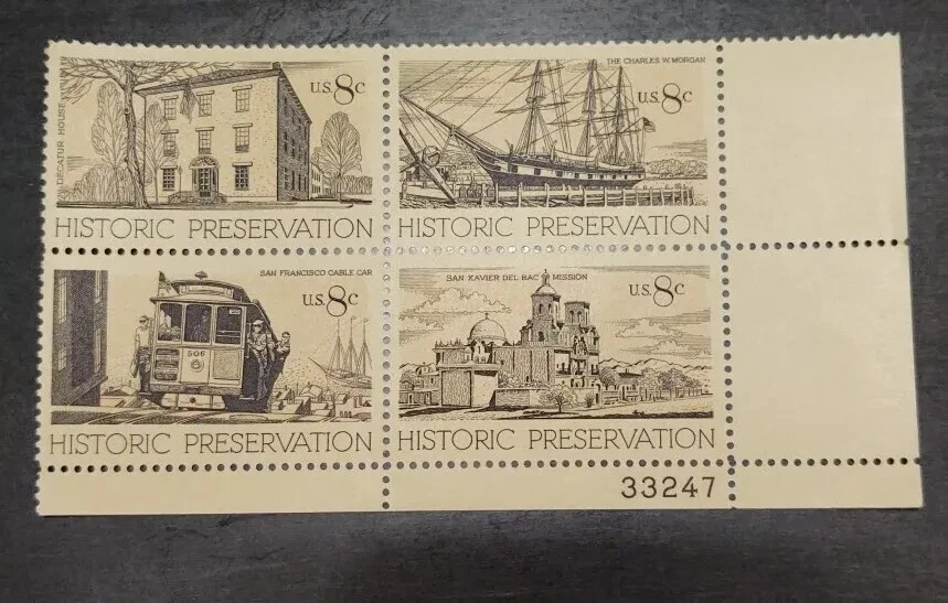 SAN FRANCISCO CABLE CAR Plate Block MNH # 1440-1443 8c Historic Preservation - Image 1 of 1
