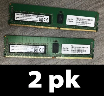 2pk 16GB Cisco UCS-MR-X16G1RS-H PC4-21300 DDR4 2666MHz ECC Server Memory - Image 1 of 4