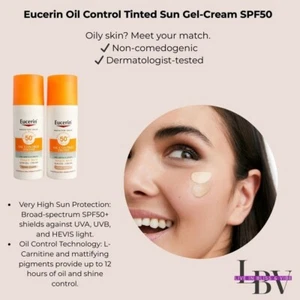 Eucerin Sun Protection Oil Control Gel-Cream Tinted Medium SPF50+ 50 ml NEW - Picture 1 of 2