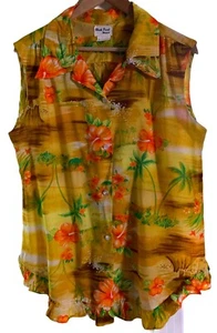 Camisa Hawaiana Aloha Sin Mangas Amarilla Vintage Black Point Hawaii 18 - Imagen 1 de 5