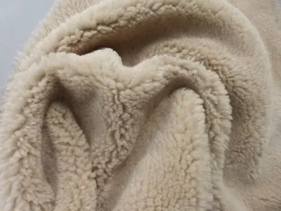 sheepskin shearling leather hide Tan Thick Plush Fluffy Curly Hair w/suede Back - Image 1 of 4