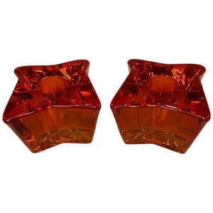 Wikinger Kerzenständer Kunstglas Astra Kegel 2er Set Vintage MCM Persimmon - Bild 1 von 10